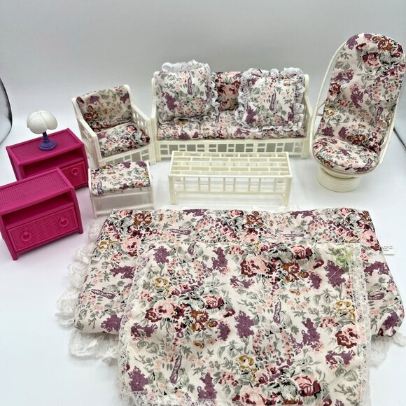 Vintage Beverly Hills Collection Barbie Clone Doll Furniture Wicker Living Room - Picture 1 of 16